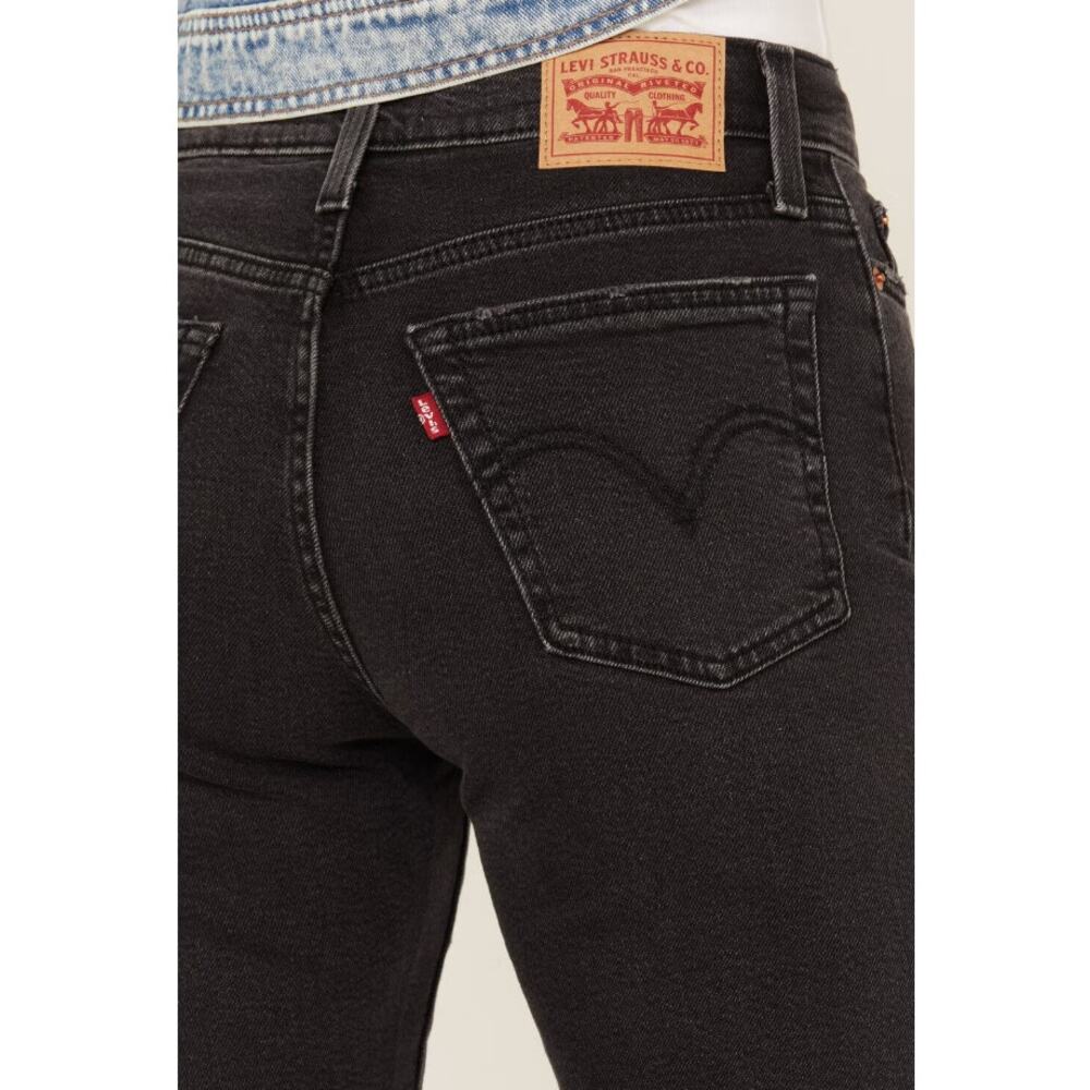Levi's Women's Wedgie Straight Stretch Denim Jeans Size 25 in Black Sprout - Picture 4 of 16